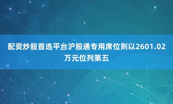 配资炒股首选平台沪股通专用席位则以2601.02万元位列第五